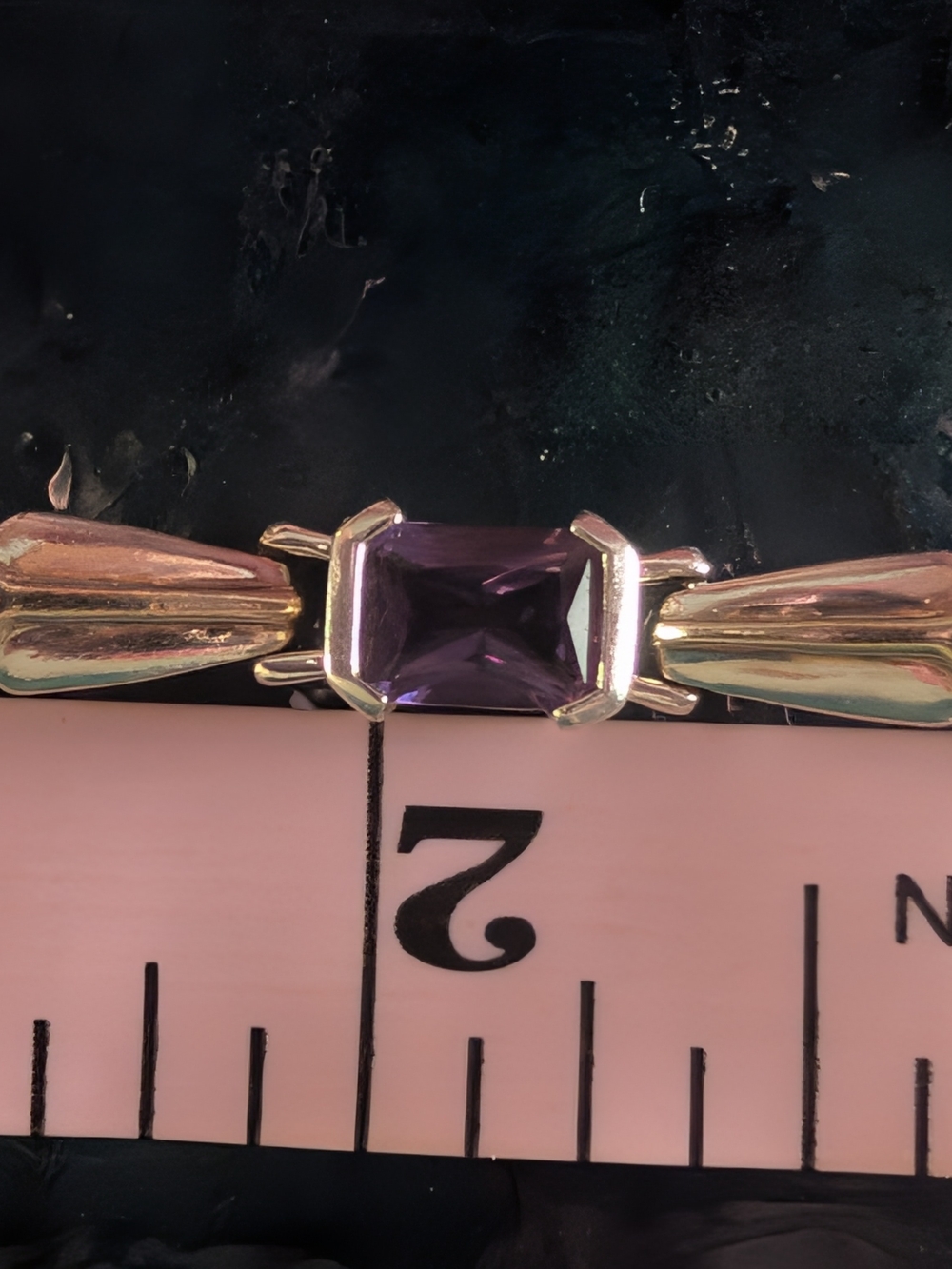 Art Deco Style Sterling Silver Amethyst Tennis Bracelet With Gold Accents - Picture 16 of 16